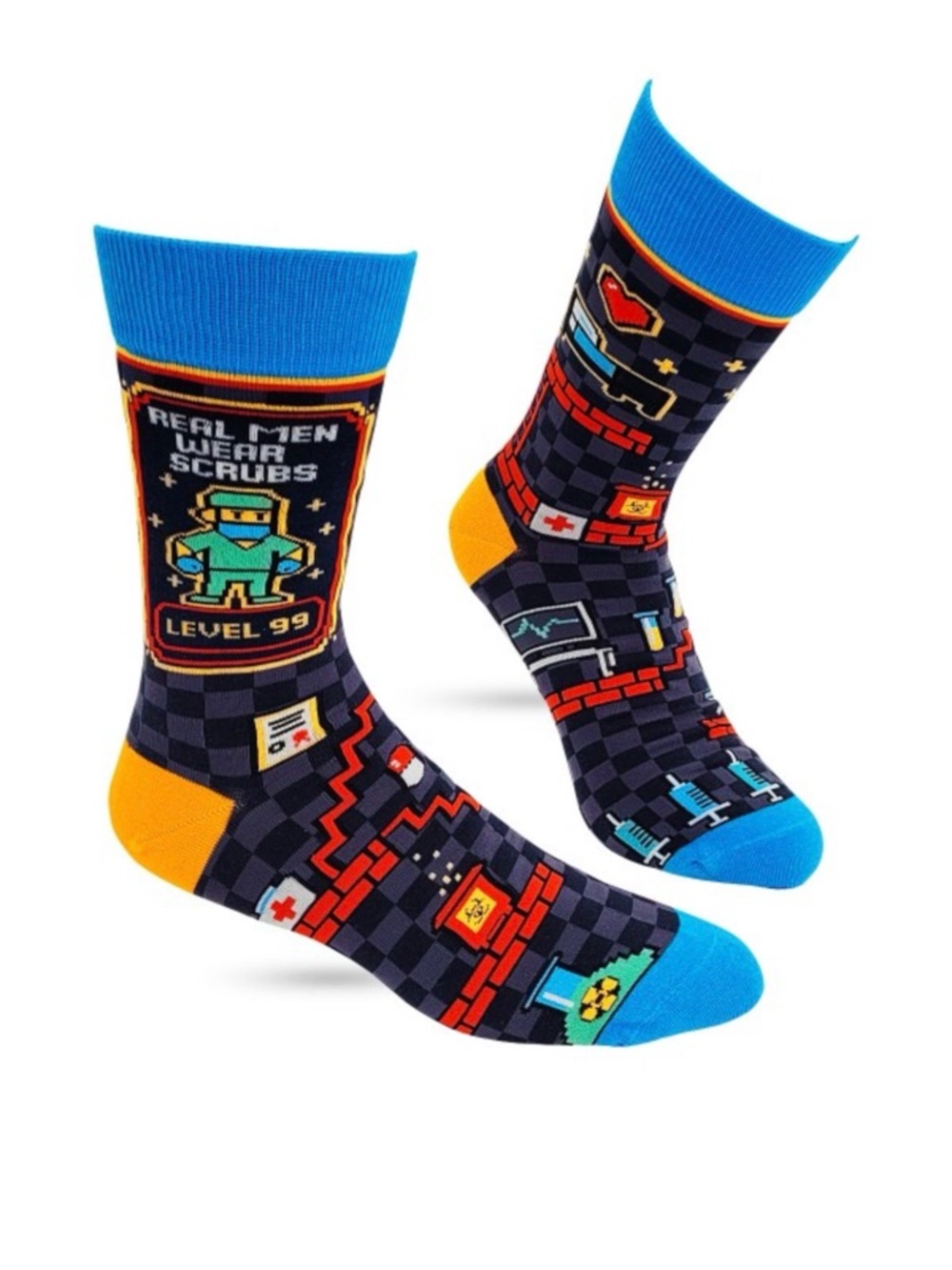 •Real Men Wear Scrubs• Multicolor Unisex Novelty Crew Socks